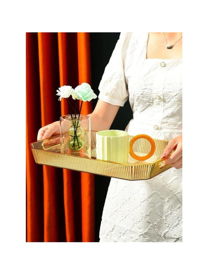 Gold Vanity Tray | Stackable Acrylic | Modern Design | Ideal For Vanity Tables, Dressers, Or As A Decorative Centerpiece