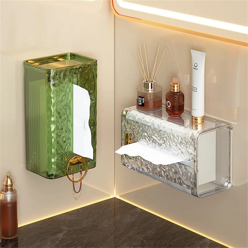 Luxury Wall Mounted Acrylic Transparent Tissue Box | Table Napkin Holder | Bathroom Paper Box Tissue Dispenser