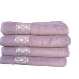 Egyptian Cotton Towels with Silver Arabesque Design | 150x90cm | Luxurious and Soft | Available in White, Grey, Purple, Beige, Blue