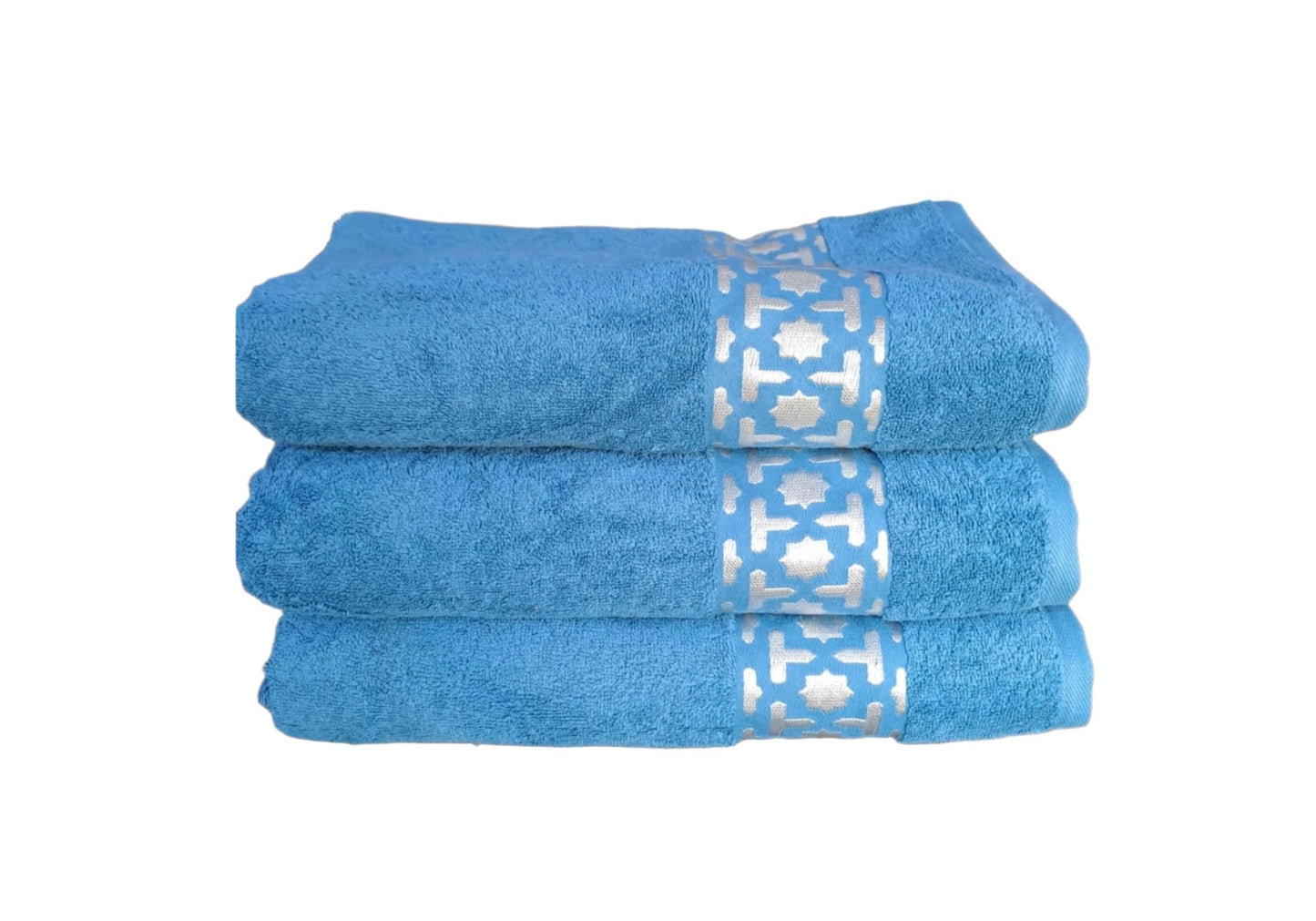 Egyptian Cotton Towels with Silver Arabesque Design | 150x90cm | Luxurious and Soft | Available in White, Grey, Purple, Beige, Blue