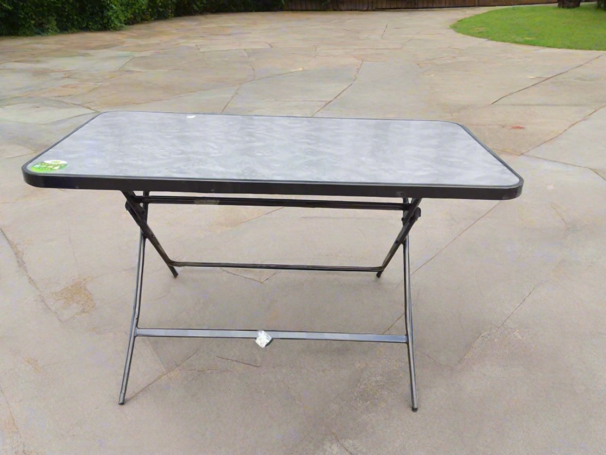 High Quality Foldable Outdoor Dining Table with Glass Top | Portable and Stylish Furniture