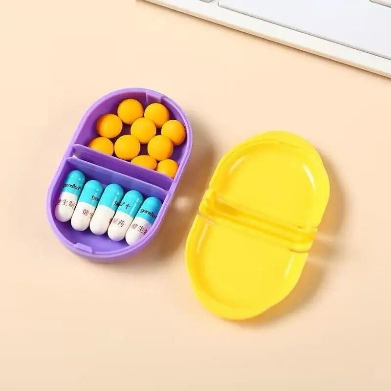 Mini Pill Case | 2 Grids Tablet Pill Organizer | Travel Pill Holder Container | Medicine Drug Storage Box