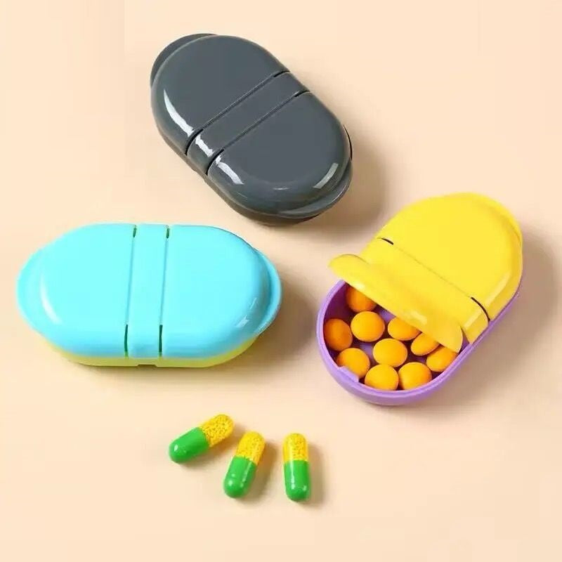 Mini Pill Case | 2 Grids Tablet Pill Organizer | Travel Pill Holder Container | Medicine Drug Storage Box