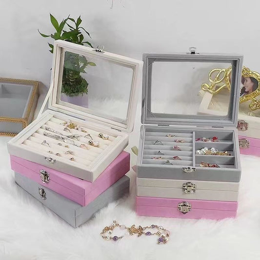 Portable Velvet Jewelry Box Organizer | Multifunctional Earring Container | Travel-Friendly Design