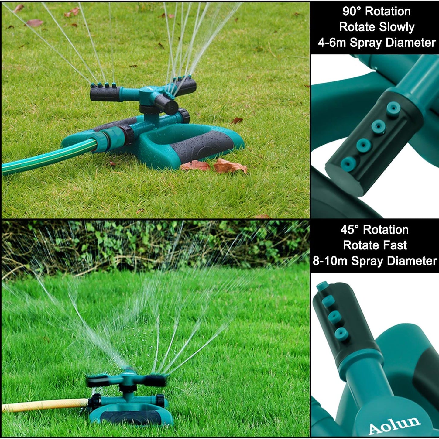 360° Automatic Rotating 3 Arm Irrigation Sprinkler | 2 Spray Options | Lawn, Yard & Garden Watering System