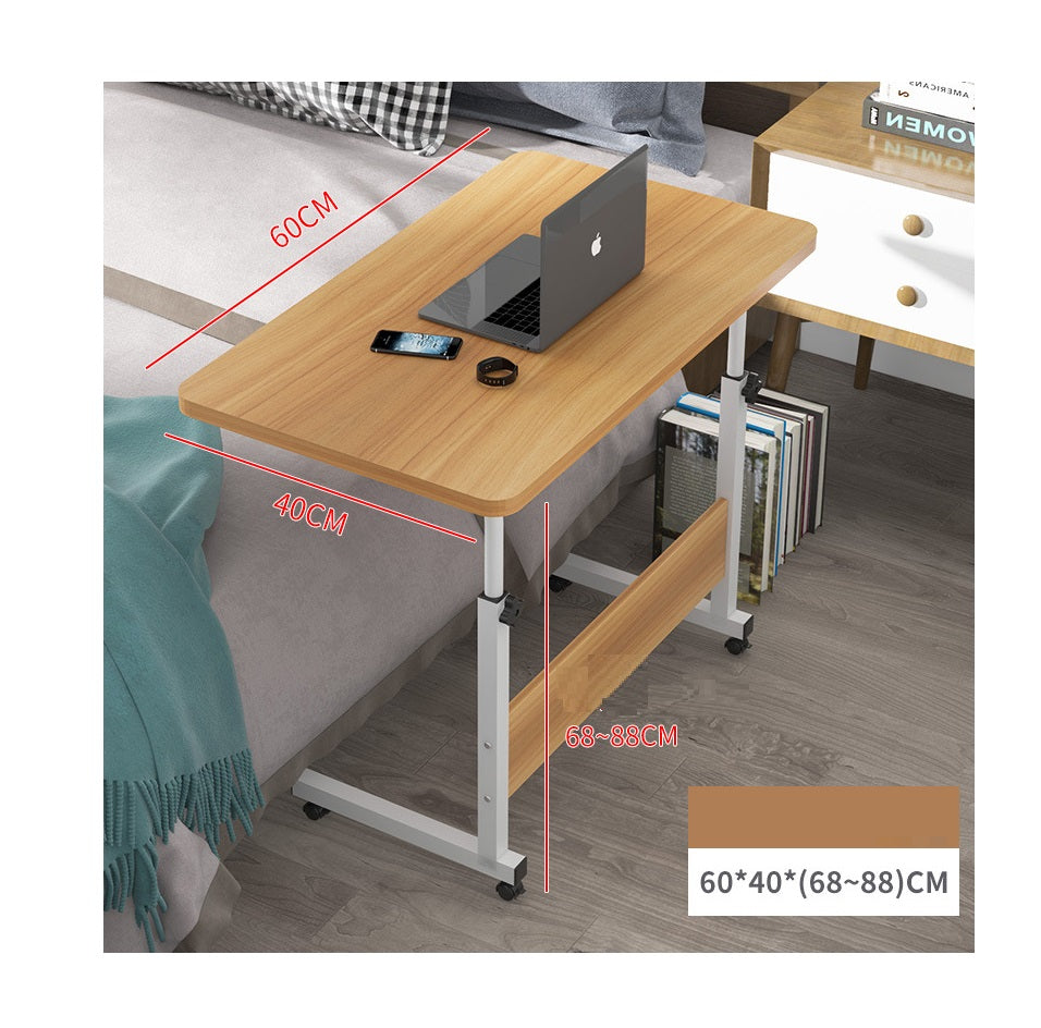 Adjustable Movable Laptop Desk with Wheels | Portable Work Desk | 360° Rotating Lockable Laptop Table | 60 cm x 40 cm (Adjustable height: 66 cm - 90 cm)