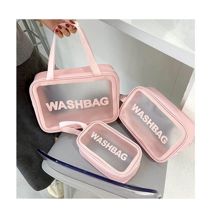 3 in 1 Waterproof Cosmetic Washbag | Travel Makeup Bag | Portable Toiletry Organizer | Available in Black, White, Blue, Pink