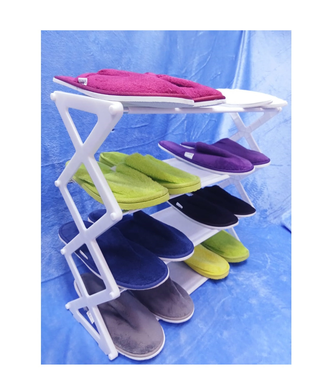 4 Layer Foldable Shoe Rack | Space Saving 12 Pair Plastic Shoe Organizer | Portable White Shoe Storage for Closet & Entryway