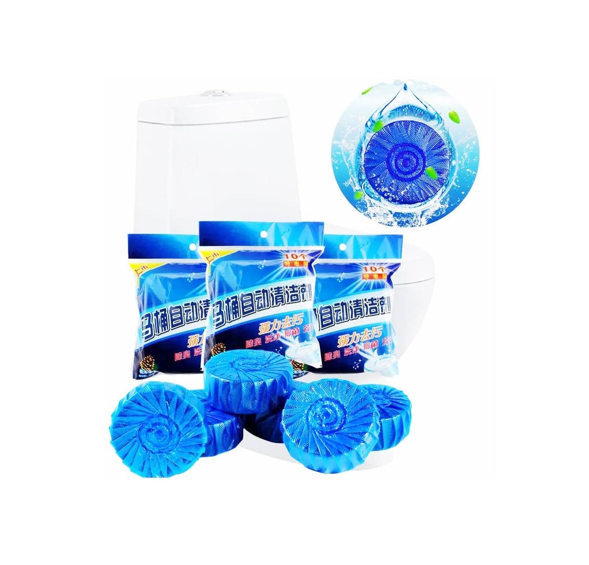 Blue Bubble Toilet Cleaner | Sealed Packaging | 1 Set of 10 pcs | For Sparkling Clean Toilet