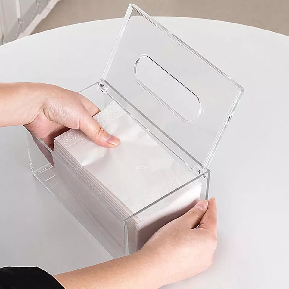 Transparent Acrylic Napkin Dispenser | Table Decoration Tissue Box | Office Paper Holder Storage Case