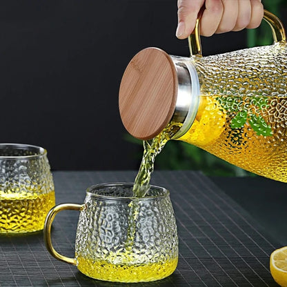 Snowflake Transparent Teapot  Coffee  Juice  Lemonade Jug | 9pcs Set | Borosilicate Glass | 1800ml