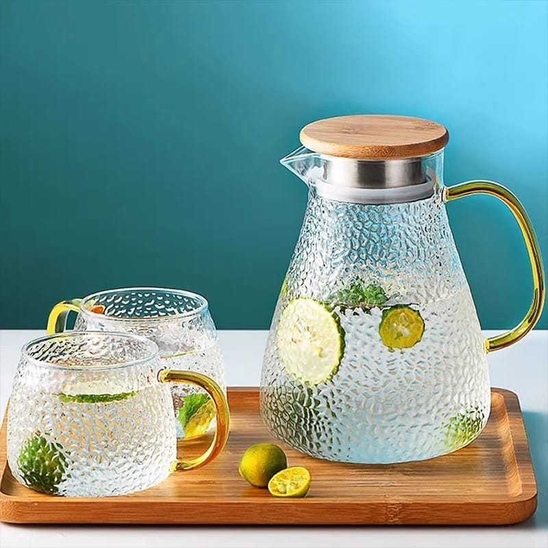 Snowflake Transparent Teapot  Coffee  Juice  Lemonade Jug | 9pcs Set | Borosilicate Glass | 1800ml