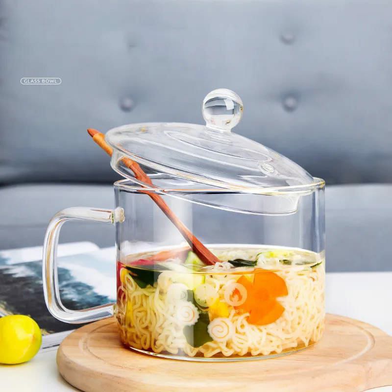 Glass Heat Resistant Cooking Pot with Handle | 1500ml | Oven & Microwave Friendly | Lead-Free and Non-Toxic