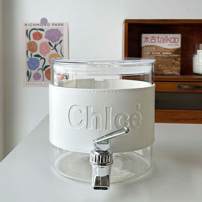 Chlce Juice Dispenser | 2.3L Capacity | Glass with Acrylic Lid | Heat Resistant, Airtight with Filter and Faucet