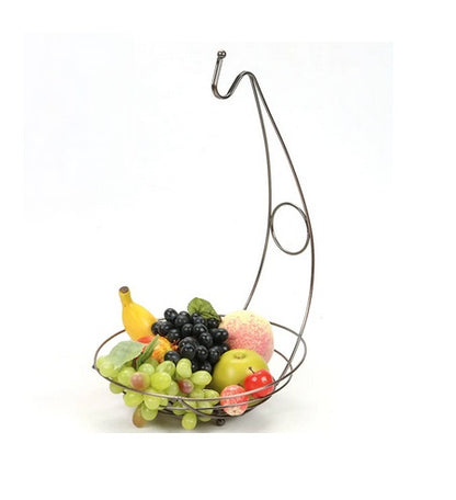 Banana Rack Stainless Steel | 28cm Hanging Fruit Holder | Silver & Rose Gold | Round Fruit Display Stand