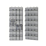 1pc Over The Door Hanging Shoe Organizer | 24 Large Mesh Pockets Closet Storage Holder for Shoes & Accessories