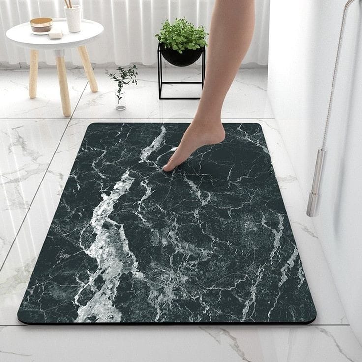 Marble like Antislip Absorbent Bathroom Mat | Rubber Bath Mat | 50 x 80 cm