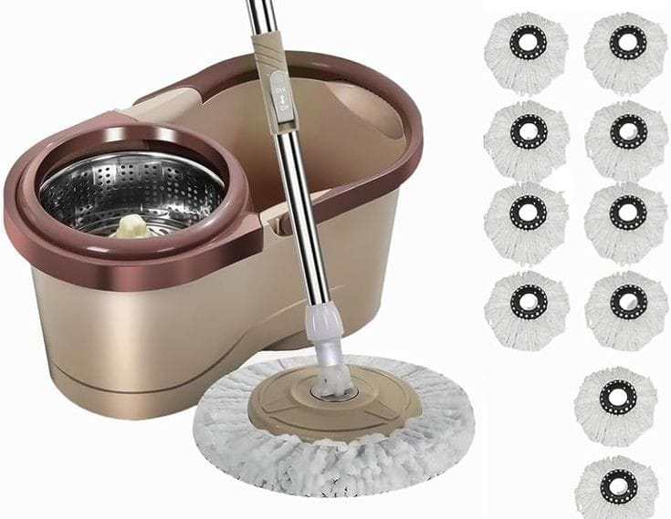 Metallic Magic Spin Mop | 360° Rotating Floor Cleaner | Ideal for cleaning all areas of your home, from living rooms and kitchens to bathrooms and hallways.