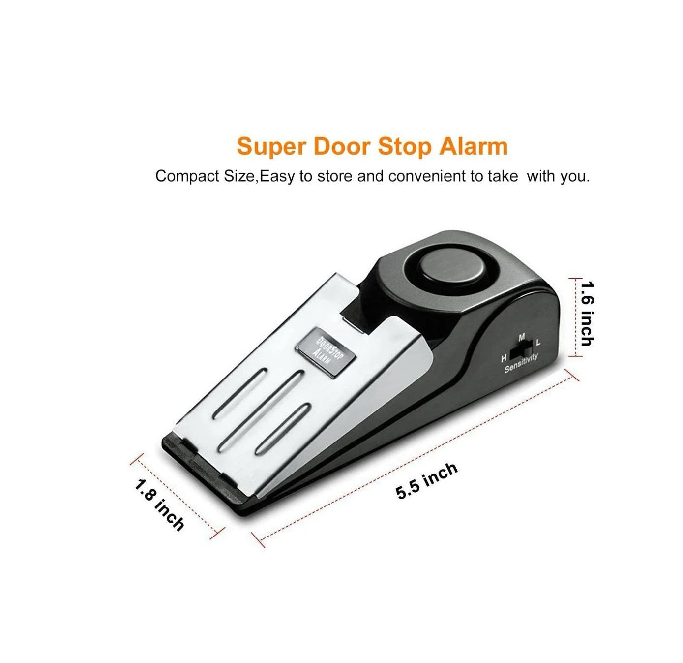 Upgraded Door Stopper Alarm with Free Batteries | Portable 120dB Wedge Security Floor Door Stop | Adjustable Sensitivity for Home, Dormitory, and Traveling