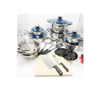 30 Piece Marwa Stainless Steel Cookware Set | Durable and Versatile Cookware for All Your Culinary Needs