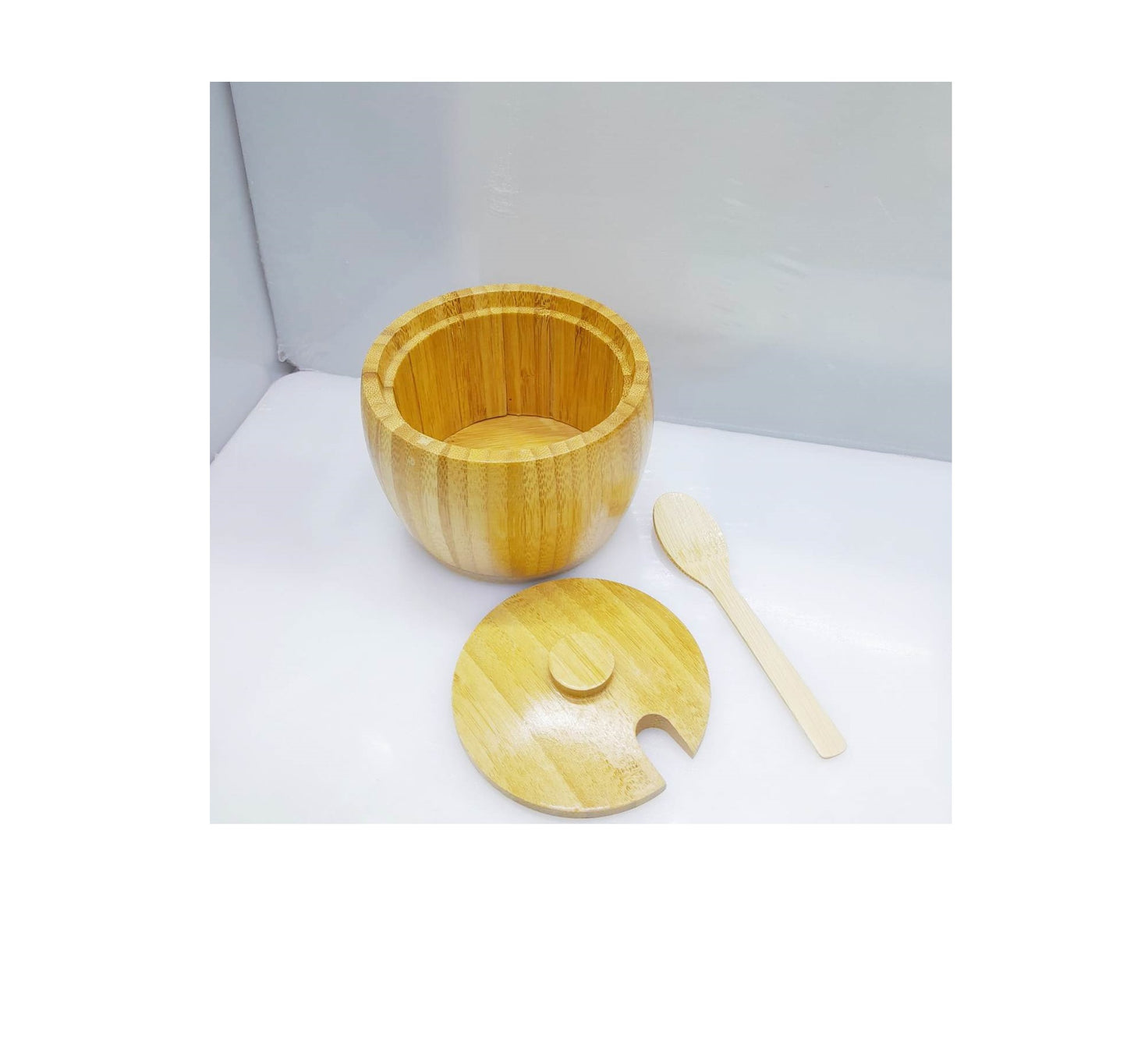 320ml Unbreakable Bamboo Sugar Dish with Bamboo Teaspoon | EcoFriendly Sugar Bowl