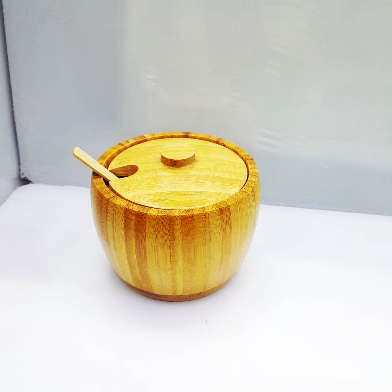 320ml Unbreakable Bamboo Sugar Dish with Bamboo Teaspoon | EcoFriendly Sugar Bowl