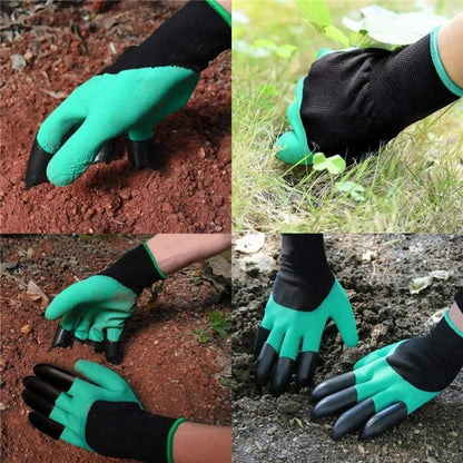 Gardening Gloves Pair | Durable, Waterproof & Puncture Resistant Gloves with Claws for Digging | Available in Green, Purple, Brown with Black