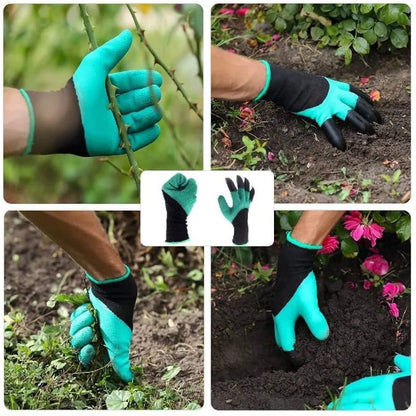 Gardening Gloves Pair | Durable, Waterproof & Puncture Resistant Gloves with Claws for Digging | Available in Green, Purple, Brown with Black