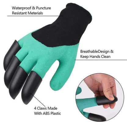 Gardening Gloves Pair | Durable, Waterproof & Puncture Resistant Gloves with Claws for Digging | Available in Green, Purple, Brown with Black