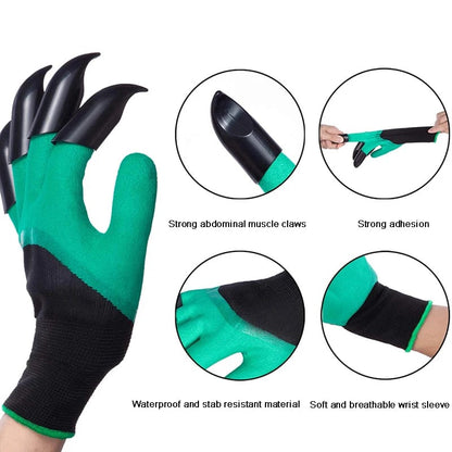 Gardening Gloves Pair | Durable, Waterproof & Puncture Resistant Gloves with Claws for Digging | Available in Green, Purple, Brown with Black