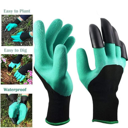 Gardening Gloves Pair | Durable, Waterproof & Puncture Resistant Gloves with Claws for Digging | Available in Green, Purple, Brown with Black