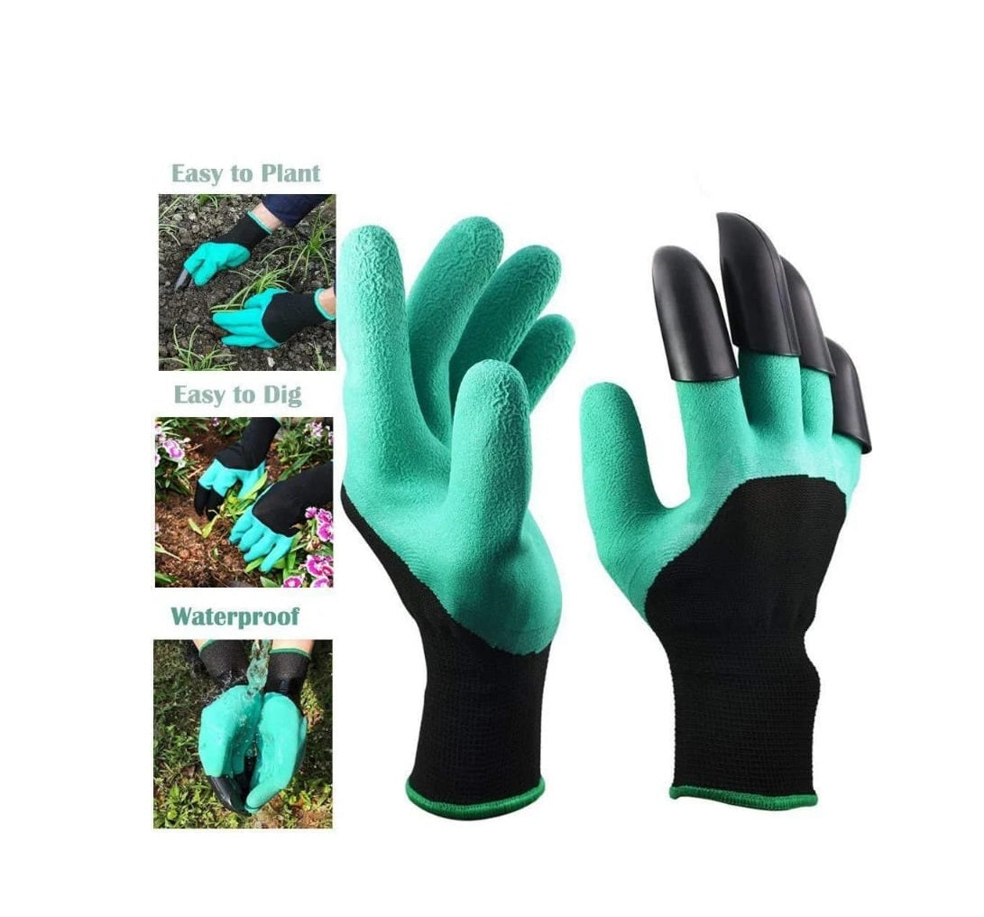 Gardening Gloves Pair | Durable, Waterproof & Puncture Resistant Gloves with Claws for Digging | Available in Green, Purple, Brown with Black