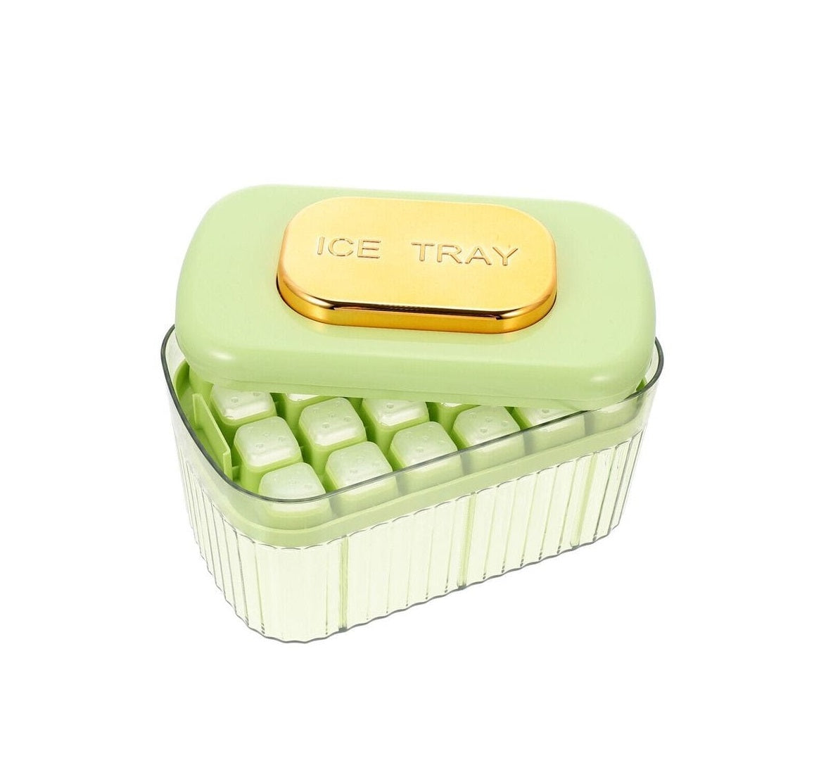 Food Grade Stackable Ice Cube Tray with Press Function, Storage Box, Scoop, and Lid | Hygienic & Easy Release Design | Perfect for Summer Drinks