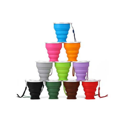 2pcs Foldable Silicone Travelling Cup | Reusable and Portable | Space-Saving Design