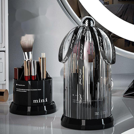 360° Rotating Desktop Makeup Brushes Holder | Portable Makeup Organizer | Cosmetic Storage Box | Makeup Tools & Lipstick Rack