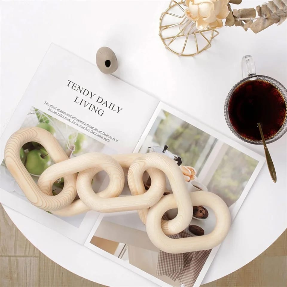 Furaha Finds 5-Link Wood Knot Rustic Decorative Accent 