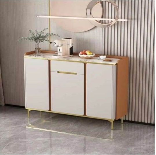 Elegant White Cabinet with Gold Accents | Stylish Storage Solution | Perfect for living rooms, bedrooms