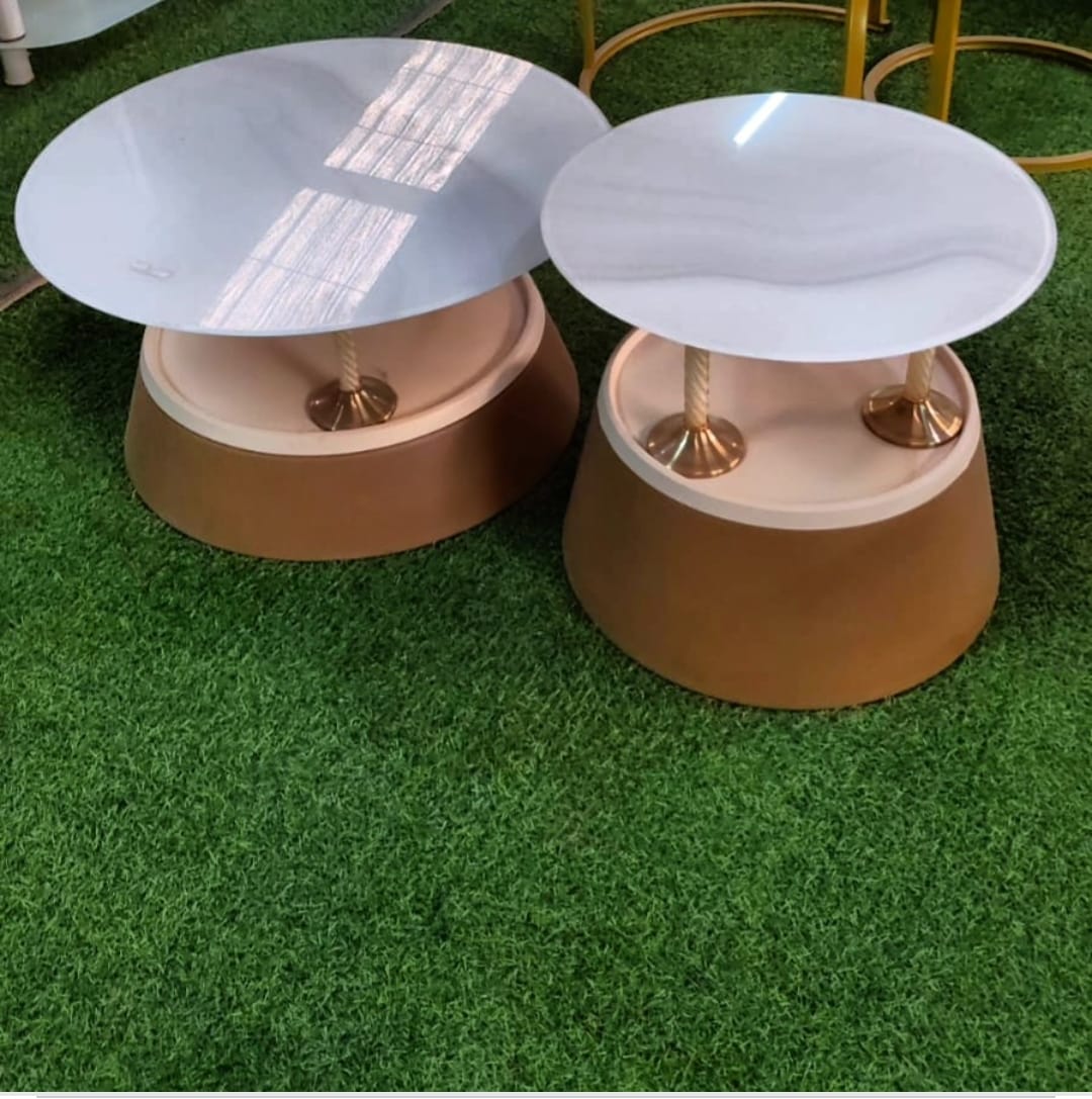 Round Table with White Top and Metallic Base | Stylish and Durable Design