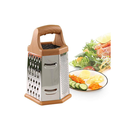 Multifunctional 6 Sided Stainless Steel Quality Box Grater | Large Cheese, Vegetable, Fruit, and Nutmeg Shredder | 20x12x12cm