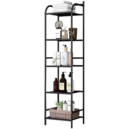 Multifunctional 5 Layered  Metal Plastic Plate Storage Holder Rack | Bathroom Toilet Storage Shelf | Black and White