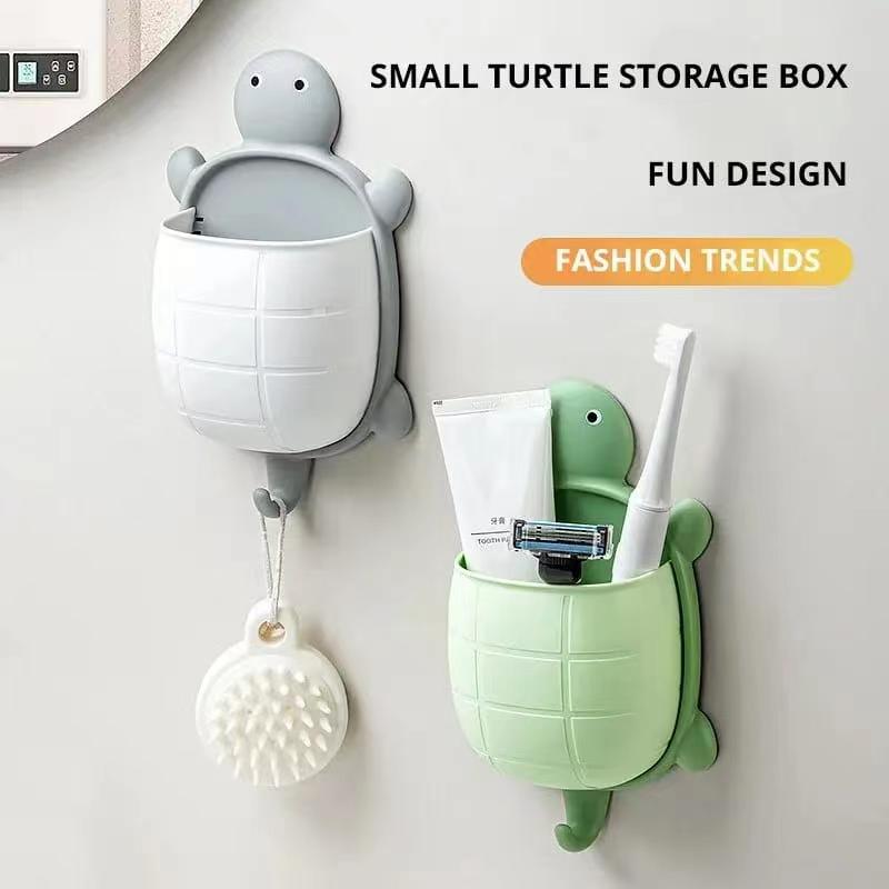 Turtle Shaped Ventilated Storage Box | Wall Mounted Organizer with Drainage Design for Home Bathroom