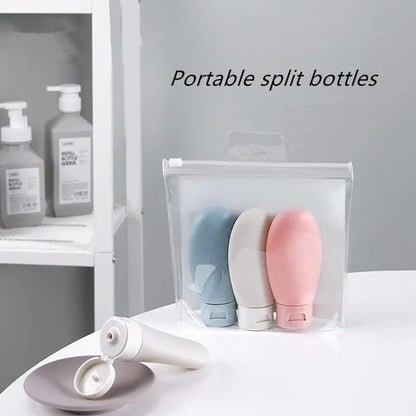 3pcs Nordic Style Women Hose Dispensing Bottle | Portable Travel Shampoo, Shower Gel, Lotion Dispenser Combo Kit | PE PP Material