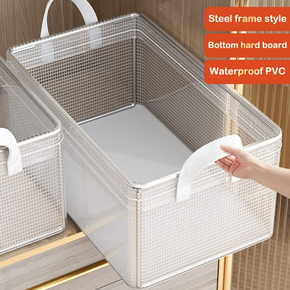 Clear Grid Steel Frame Storage Box | Clothes Organizer for Pants, Underwear, Socks | Wardrobe Drawer Storage | M, L, XL Sizes