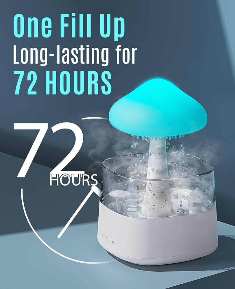 Bluetooth Speaker Rain Cloud Humidifier | 7 Color LED Essential Oil Diffuser