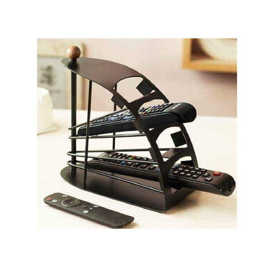 Metallic TV Remote Control Organizer | Non Foldable Storage Rack for Remotes, Mobile Phones & More | 21 x 21 x 11 cm