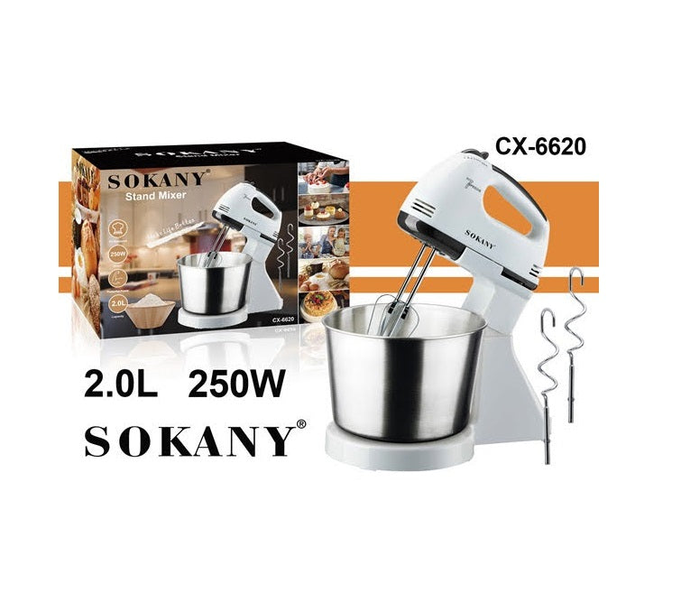 Sokany Cordless Dough Kneading Machine | 2L Mini Stand Mixer | Multifunctional Food Mixer with Bowl | Food Processor & Hand Mixer | 250W Power