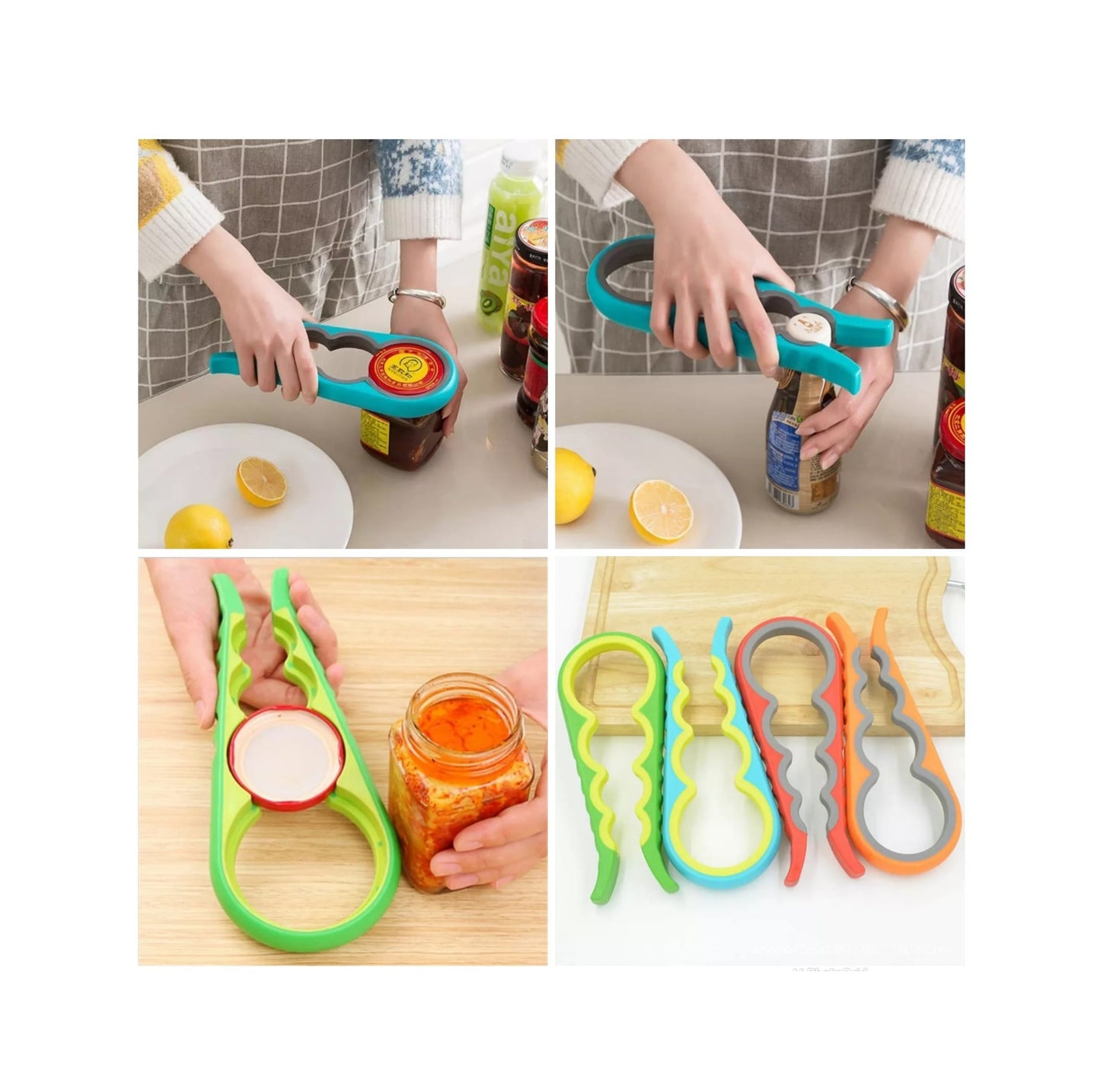 Multifunctional 4in1 Bottle Opener | Non-Slip Jar Lid and Bottle Opener | Labor-Saving Can Opener for Kitchen Use