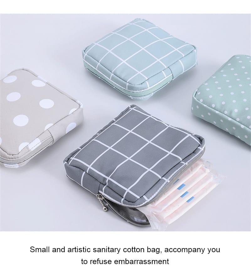 Cute Large Capacity Sanitary Napkin Storage Bag | Cartoon Rabbit & Bear Design | Girls' Period Tampon Organizer Mini Bag