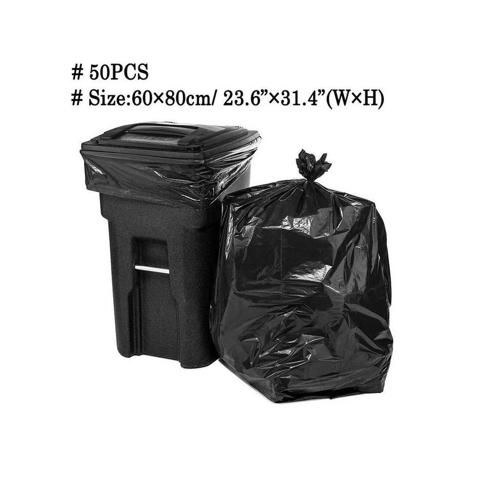 50Pcs Black Large Size Garbage Bags | 60x80cm Durable Trash Bags for Home, Workshop, and Drum Cans