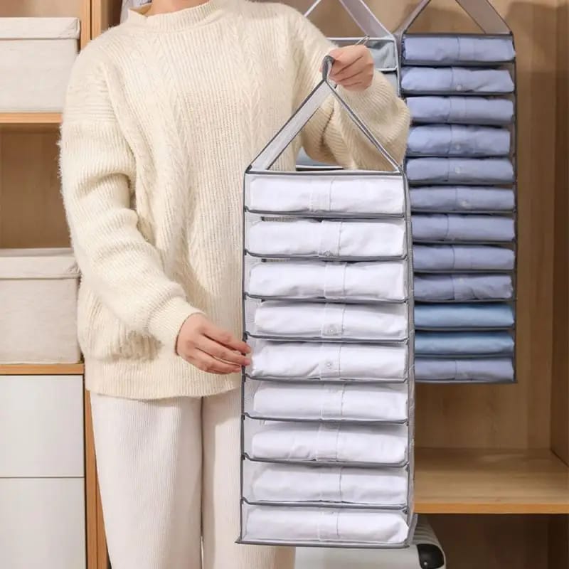 Foldable Wardrobe Hanging Clothes Storage Bag | Space-Saving Closet Organizer for Underwear, Jeans, and More | 6-Grid, 9-Grid, 12-Grid Options